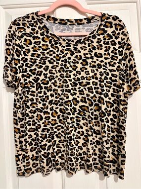 Posh Peanut Leopard Print Long Sleeve Tee - Beige, Black, Gold
